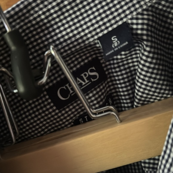 Chaps blue/white plaid button up, boys size 8 - Picture 2 of 3